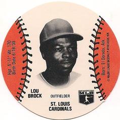 1978 Wiffle Ball Discs #NNO Lou Brock Front
