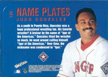 1998 SkyBox Dugout Axcess #135 Juan Gonzalez Back