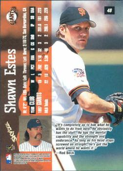 1998 SkyBox Dugout Axcess #48 Shawn Estes Back