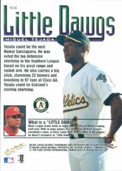 1998 SkyBox Dugout Axcess #98 Miguel Tejada Back