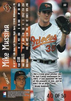 1998 SkyBox Dugout Axcess - Inside Axcess #53 Mike Mussina Back