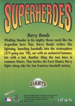 1998 SkyBox Dugout Axcess - SuperHeroes #1SH Barry Bonds / Thor Back