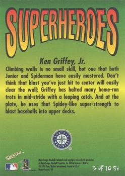 1998 SkyBox Dugout Axcess - SuperHeroes #3SH Ken Griffey Jr. / Spider-Man Back