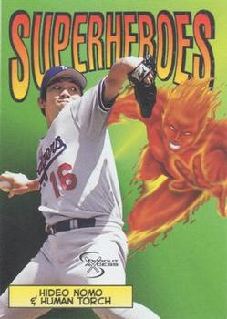 1998 SkyBox Dugout Axcess - SuperHeroes #6SH Hideo Nomo / Human Torch Front