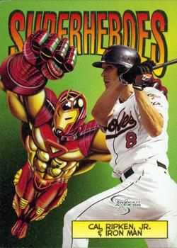 1998 SkyBox Dugout Axcess - SuperHeroes #7SH Cal Ripken Jr. / Iron Man Front