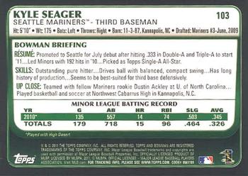 2011 Bowman Draft Picks & Prospects #103 Kyle Seager Back
