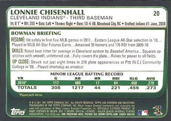 2011 Bowman Draft Picks & Prospects #20 Lonnie Chisenhall Back