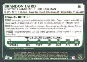 2011 Bowman Draft Picks & Prospects #26 Brandon Laird Back