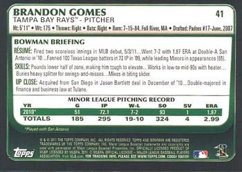 2011 Bowman Draft Picks & Prospects #41 Brandon Gomes Back