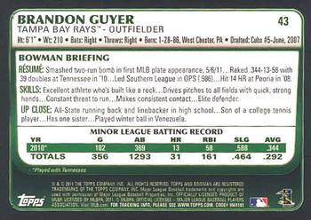 2011 Bowman Draft Picks & Prospects #43 Brandon Guyer Back