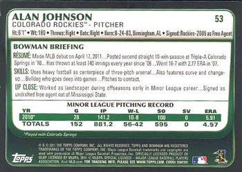 2011 Bowman Draft Picks & Prospects #53 Alan Johnson Back