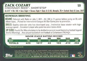 2011 Bowman Draft Picks & Prospects #59 Zack Cozart Back