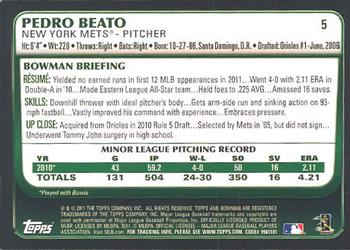 2011 Bowman Draft Picks & Prospects #5 Pedro Beato Back
