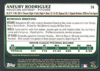 2011 Bowman Draft Picks & Prospects #74 Aneury Rodriguez Back