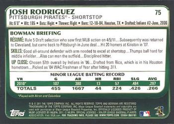 2011 Bowman Draft Picks & Prospects #75 Josh Rodriguez Back