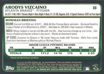 2011 Bowman Draft Picks & Prospects #88 Arodys Vizcaino Back