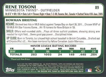 2011 Bowman Draft Picks & Prospects #89 Rene Tosoni Back