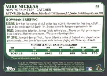 2011 Bowman Draft Picks & Prospects #95 Mike Nickeas Back