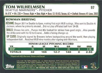 2011 Bowman Draft Picks & Prospects #97 Tom Wilhelmsen Back