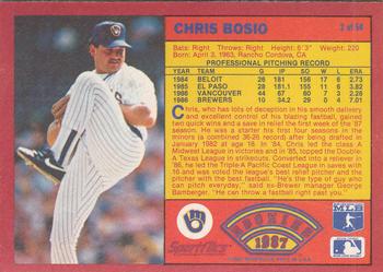 1987 Sportflics Rookies I #2 Chris Bosio Back