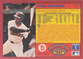 1987 Sportflics Rookies I #9 Stan Jefferson Back