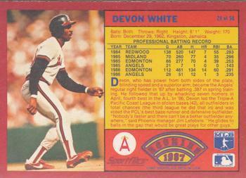 1987 Sportflics Rookies I #24 Devon White Back
