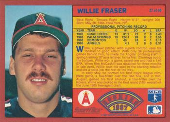 1987 Sportflics Rookies II #27 Willie Fraser Back