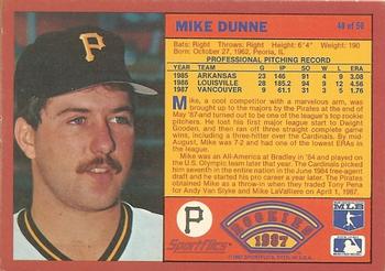 1987 Sportflics Rookies II #40 Mike Dunne Back