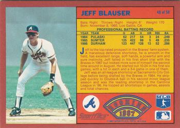 1987 Sportflics Rookies II #48 Jeff Blauser Back