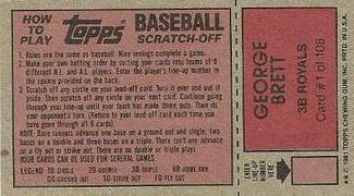 1981 Topps Scratch-Offs #1 George Brett Back