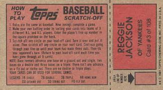 1981 Topps Scratch-Offs #3 Reggie Jackson Back