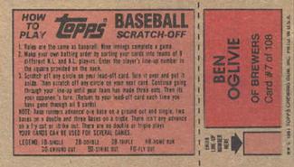 1981 Topps Scratch-Offs #7 Ben Oglivie Back