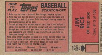 1981 Topps Scratch-Offs #13 Jim Rice Back