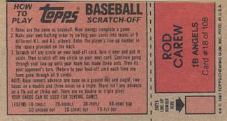 1981 Topps Scratch-Offs #18 Rod Carew Back