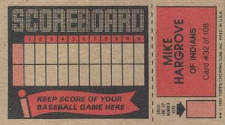 1981 Topps Scratch-Offs #32 Mike Hargrove Back