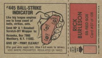 1981 Topps Scratch-Offs #37 Rick Burleson Back