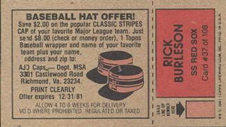 1981 Topps Scratch-Offs #37 Rick Burleson Back