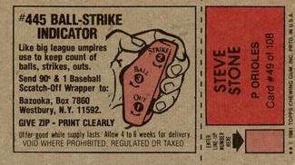 1981 Topps Scratch-Offs #49 Steve Stone Back