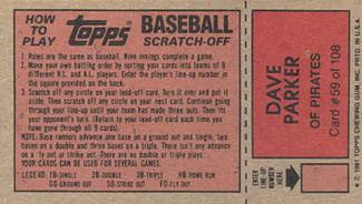 1981 Topps Scratch-Offs #59 Dave Parker Back