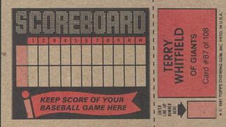 1981 Topps Scratch-Offs #87 Terry Whitfield Back