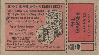 1981 Topps Scratch-Offs #102 Phil Garner Back