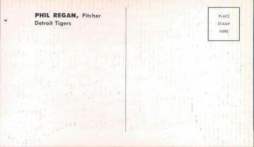 1962 Ford Detroit Tigers Postcards #NNO Phil Regan Back