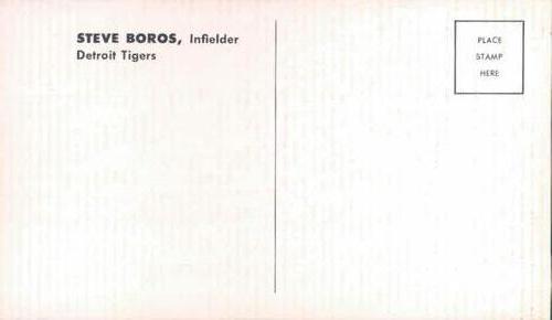 1962 Ford Detroit Tigers Postcards #NNO Steve Boros Back
