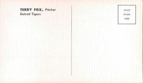 1962 Ford Detroit Tigers Postcards #NNO Terry Fox Back