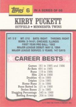 1990 Topps TV All-Stars #6 Kirby Puckett Back