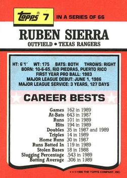 1990 Topps TV All-Stars #7 Ruben Sierra Back