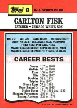 1990 Topps TV All-Stars #8 Carlton Fisk Back