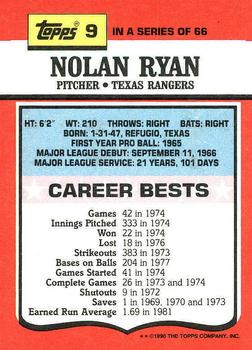 1990 Topps TV All-Stars #9 Nolan Ryan Back