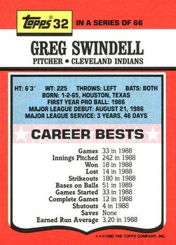 1990 Topps TV All-Stars #32 Greg Swindell Back