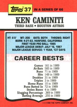 1990 Topps TV All-Stars #37 Ken Caminiti Back